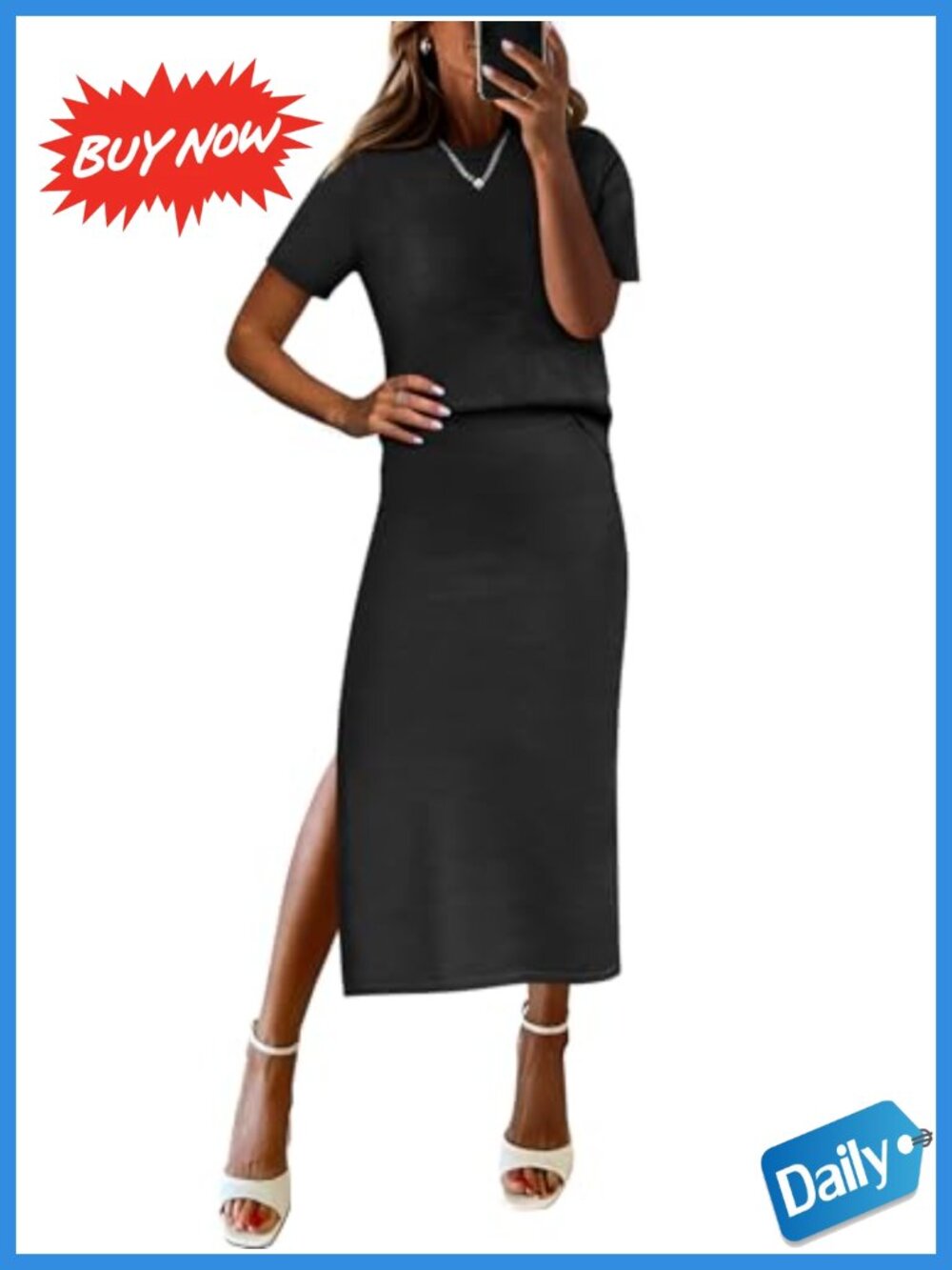 2 Piece Knit Skirt Set Loose Fit
